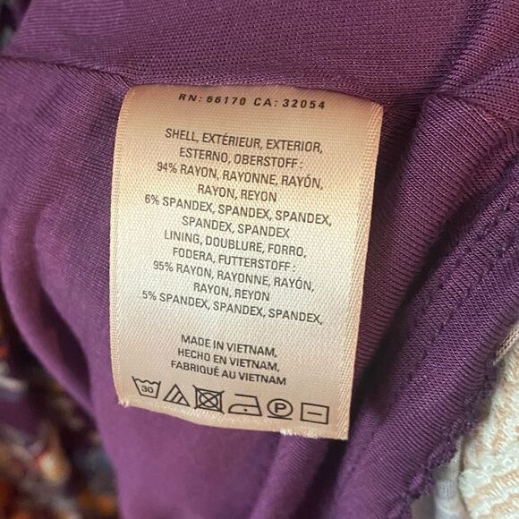 Maeve Sz M Purple Cottagecore Front Tie Boho Gypsy Vibe Rayon Stretch Midi Dress - Picture 7 of 8